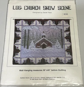 Log Church Snow Scene Designed By Sarah Hass 35β x 40β Uncut - NEW! - Picture 1 of 2