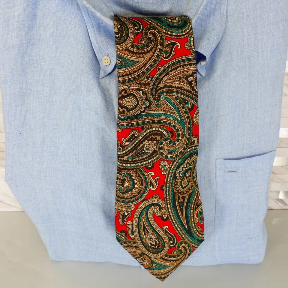 Corbata Western Boho para Hombre Marrón Rojo Paisley Seda Audaz TRADICIONES AMERICANAS EE. UU. Foto 1 de 4