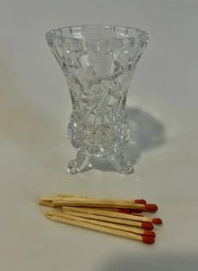 Vintage, Clear Pressed Glass, Match Holder with Feet—Toothpick Or Mini Vase - Picture 1 of 9