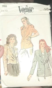 Vtg Vogue Sewing Pattern 7956 UNCUT Blazars Size 10 Professional Style  - Picture 1 of 3