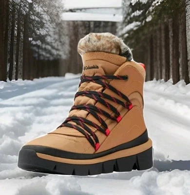 NEW Wmn's SZ 9.5 COLUMBIA Keetley Shorty Snow Boot ELK / BLACK Warm Winter Boots - Image 1 of 4