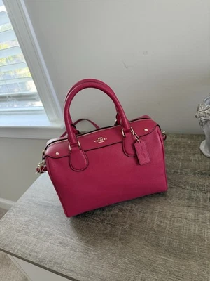 NWT Coach F57521 mini Bennett Leather Satchel Handbag Crossbody Bright Pink $295 - Image 1 of 4