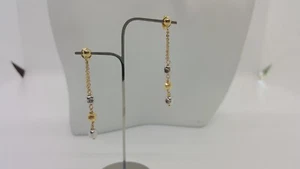ORECCHINI A PENDOLO -PENDENTI IN ORO GIALLO E BIANCO 18KT 750 2,3 GRAMMI (5414) - Foto 1 di 10
