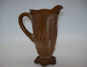 Greentown Chocolate Slag Glass Pitcher, Cactus Pattern 1900’s Antique - Picture 1 of 23