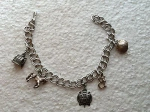 Vintage Sterling Silber Bettelarmband mit 5 Charms - Bild 1 von 5