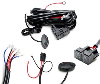 2-Output Relay Harness Wire w/ Dual Toggle Switch For LED Lightbar Pod Fog Lamps - Image 1 of 4
