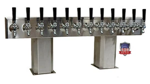 Stainless Steel Draft Beer Tower Made in USA 12 Faucet AIR COOLED - PTB-12SS-OP - Picture 1 of 4