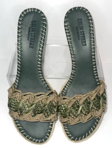 Colin Stuart Woven Mule Open Toe Wedge Sandal Size 42 (US 9.5) Green B*N - Picture 1 of 7