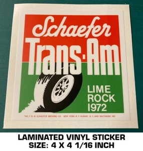 1972 SCHAEFER TRANS-AM LIME ROCK - VINYL DECAL STICKER - SCCA - TRANS AM - BEER - Picture 1 of 2