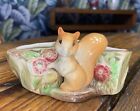 Vintage~Hornsea Pottery~Fauna~Squirrel On Log~Planter