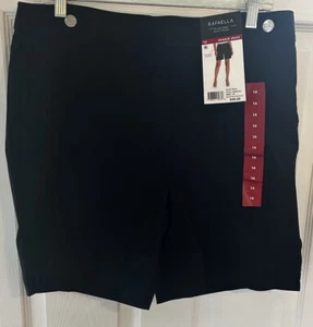 Rafaella Ladies Stretch Bermuda Shorts Size 14 Black New $49 Retail Classic - Picture 1 of 3
