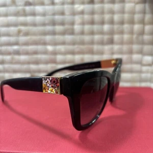 DOLCE & GABBANA Sunglasses DG4215 Black Cat Eye Lens Floral Arm Shades RRP $800 - Picture 1 of 9