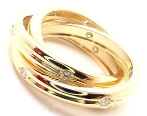 Authentic! Cartier 18k Yellow Gold Diamond Constellation Trinity Ring Size 51 - Picture 1 of 10