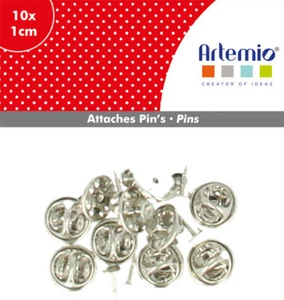 Set 10 Fasteners LAPEL PIN BADGE - 1 CM - Metallic - Picture 1 of 2