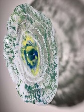 translucent plastic flower white/yellow/blue wall mount art 13” art wall sculptu