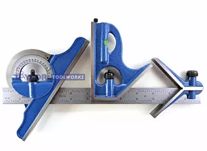 PEC 12" 4R 4 pc combination machinist square protractor 1/64, 1/32, 1/16, 1/8 - Picture 1 of 4
