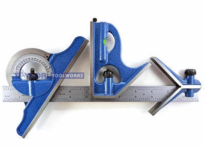 PEC 12" 4R 4 pc combination machinist square protractor 1/64, 1/32, 1/16, 1/8 - Image 1 of 4