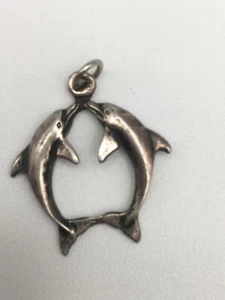 Two Dolphins Kissing Pendant Marked STEN - Picture 1 of 4