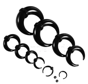 1pc. Black Acrylic C-Shape Taper Expander Stretcher with O-Rings Septum Ear Plug - Picture 1 of 5