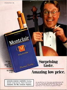 1992 Montclair Cigarettes Man & Cello Vintage Print Ad Ephemera Full Page Color - Bild 1 von 1