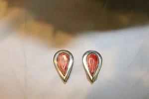 Pendientes Pesados Naranja Ostra Espinosa Gran Lágrima Esterlina 1.50" Largo Firmados - Imagen 1 de 10