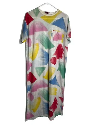 Vestido Camisa CLOVIS RUFFIN Saks 5th Ave Años 70 Estampado de Boceto Artístico De Colección Stranger Things Foto 1 de 4