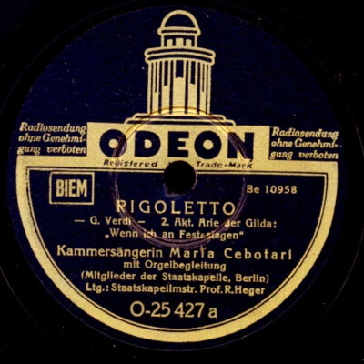 MARIA CEBOTARI "Rigoletto" Wenn ich an Festestagen / Teurer Name  78rpm  S7173 - Bild 1 von 2