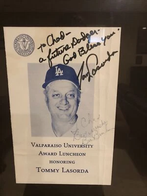 Tommy Lasorda AUTO 1982 LA Dodgers-Valparaiso University Award Luncheon Program - Image 1 of 3