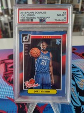 2014-15 Panini Donruss #3 Joel Embiid The Rookies Purple Press Proof /199 PSA 8