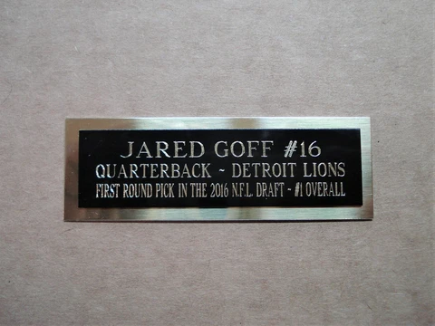Jared Goff Football Card Detroit Lions Card Plaque Nameplate 1" X 3" Cover
