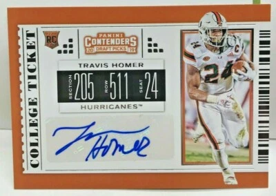 Travis Homer 2019 Contenders Draft Picks College Ticket RC Autograph Auto SP#276 - Image 1 of 2