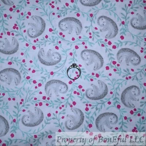 BonEFul FQ Cotton Quilt White Baby SLOTH Berry Flower Leaf Island Unisex Kid Dot - Picture 1 of 14