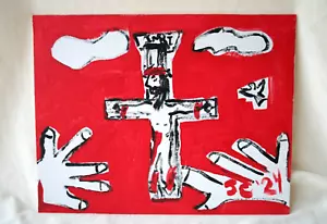 TRINITY JESUS DOVE FATHER GOD Jr CHARLIE FAST OUTSIDER POLITICAL FOLK POP ART - Picture 1 of 10