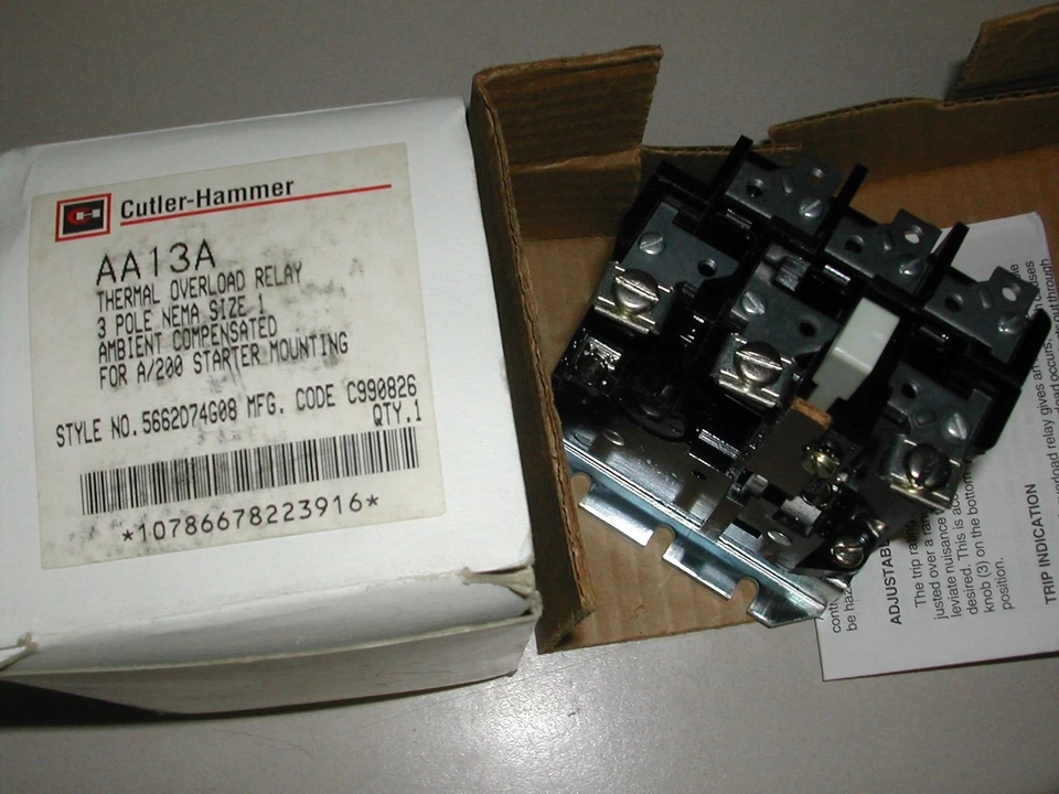 CUTLER HAMMER AA131A 3-POLE THERMAL OVERLOAD RELAY 5662D74G08 NEMA SIZE 1 NEW O7 - Image 1 of 3