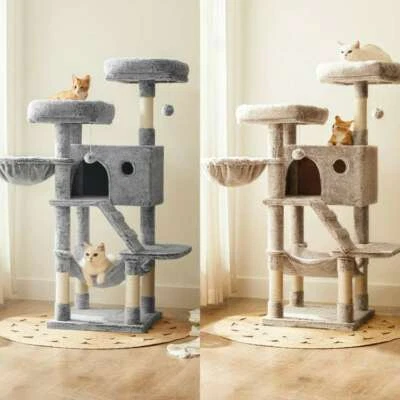 Kratzbaum Katzenkratzbaum Kletterbaum Katzenbaum 135 cm Plüsch Sisal FEANDREA