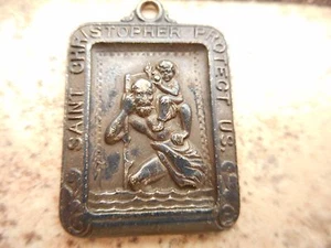 Pre-Owned,Vintage,Saint Christopher, Sterling,Square,Catholic /Religious Pendant - Picture 1 of 8