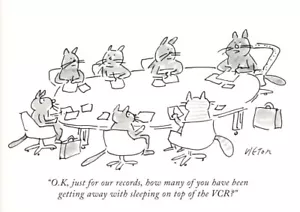 Funny Cat Sleeps On TV VCR The New Yorker Cats Dean Victor Postcard - Picture 1 of 2