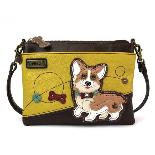 Chala Yellow Corgi Dog Mini Crossbody Cell Phone Purse Adjustable Strap