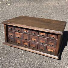 Antique WC Heller 18 Drawer Wood hardware general store apothecary cabinet