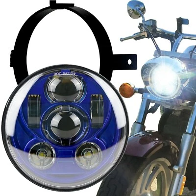 LED Projection Headlight Kit for Honda VTX 1300 1800 C/N/R/S/T Blue Plug n' Play - Image 1 of 4
