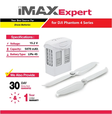 15.2V 5870mAh Battery for DJI Phantom 4 Series Drones + 2 Propellers - Image 1 of 4
