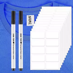 Stick On Name Labels For Clothes Care Tag Clothing Stickers Personalised - Picture 1 of 11