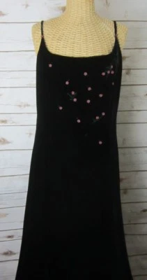 Vestido Largo Anne Stanley SAKS FIVE AVENUE Mujer 10 Negro Terciopelo Bordado M Foto 1 de 4