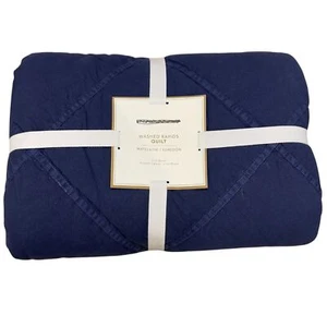 Neu mit Etikett Pottery Barn Teen Washed Rapids Quilt Baumwolle Denim recycelte Faser Größe F/Q - Bild 1 von 8