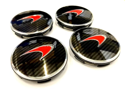 4x Genuine McLaren 570S GT Carbon Fibre RED Wheel Centre Caps 57MM 13B0997CP NEW - Image 1 of 4