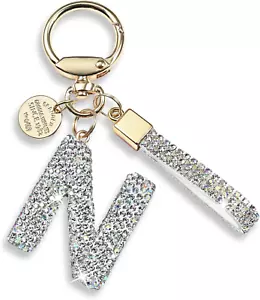 Pink Blue White Initial Letter Keychain Gift for Women Girls Bling Sparkly Cute - Picture 1 of 13