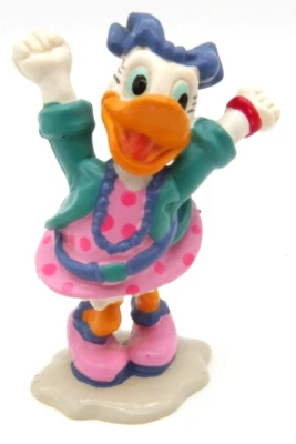 Daisy Duck Pink Dress Dancing PVC Figure Disney Applause Cake Topper 1980s - Image 1 of 4