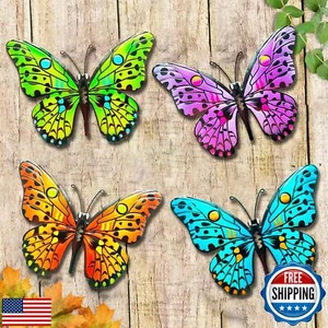 MACLARONX 4 PCS Metal Butterfly 9.5" Butterflies Outdoor Fence Yard Art Wall  - Picture 1 of 5