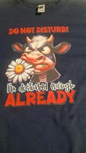 Blue Size Small Do Not Disturb Bull Cow Mens T Shirt Gildan - Picture 1 of 2