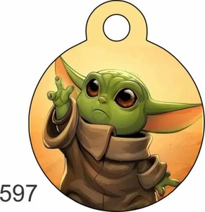 Etichette per animali domestici rotonde Made in USA personalizzate incise ID tag cane gatto bambino Yoda starwars - Foto 1 di 4